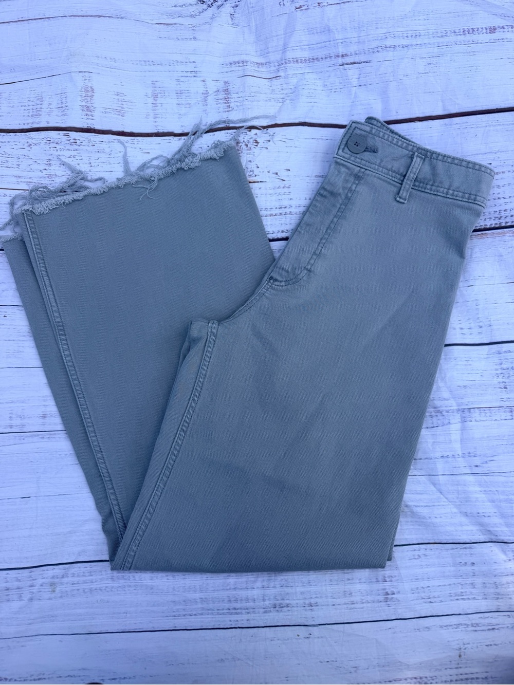 Zara Wide Leg Pants Marine Straight Women’s Green Size 6 Minimalist Chic Casual - Picture 7 of 13